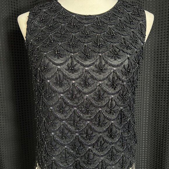 Vintage 1960'S Mod Black Sequined Beaded Evening Top - Picture 1 of 11